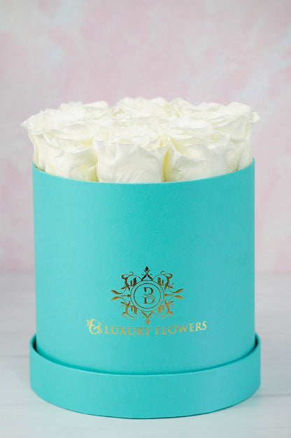 Round Elegance: 9 Preserved Roses Box